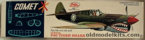 Comet Curtiss P-40 Warhawk /Tiger Shark - 18 inch Wingspan Balsa Flying Airplane Model, 3201-100 plastic model kit